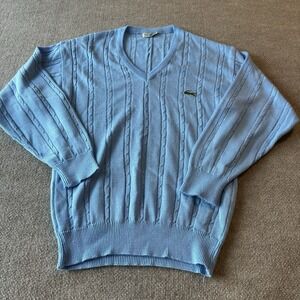 Vintage Lacoste Baby‎ Blue Knit Sweater Mens Size L 100% Cotton